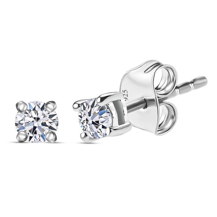 LUXURIANT Lab Grown Diamond Solitaire Earrings in Platinum Overlay Sterling Silver 8277719 1