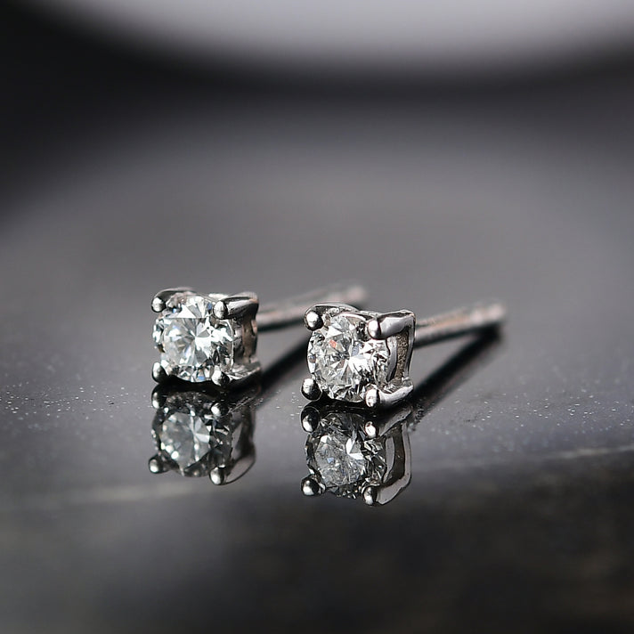 LUXURIANT Lab Grown Diamond Solitaire Earrings in Platinum Overlay Sterling Silver 8277719 2