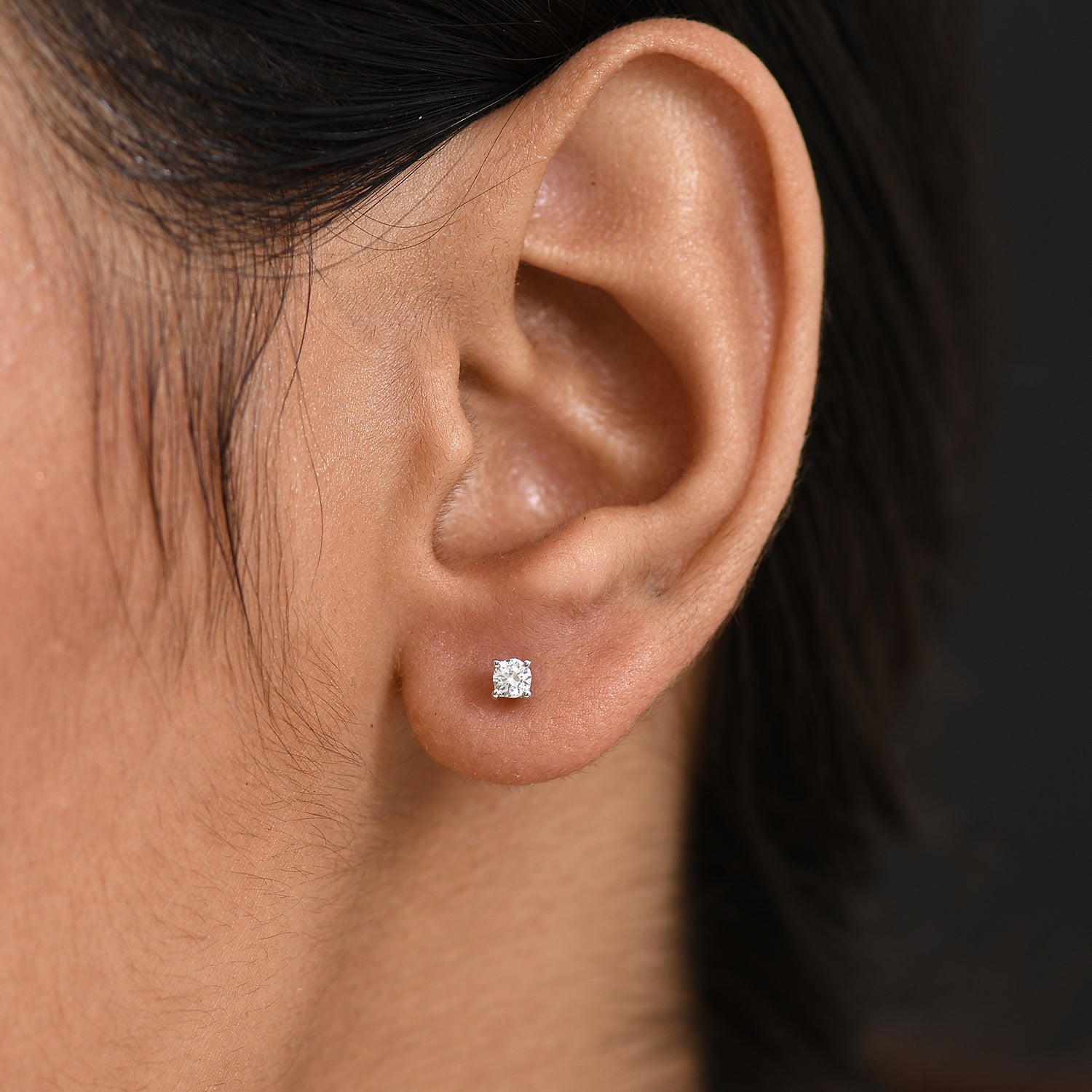 LUXURIANT Lab Grown Diamond Solitaire Earrings in Platinum Overlay Sterling Silver 8277719 3