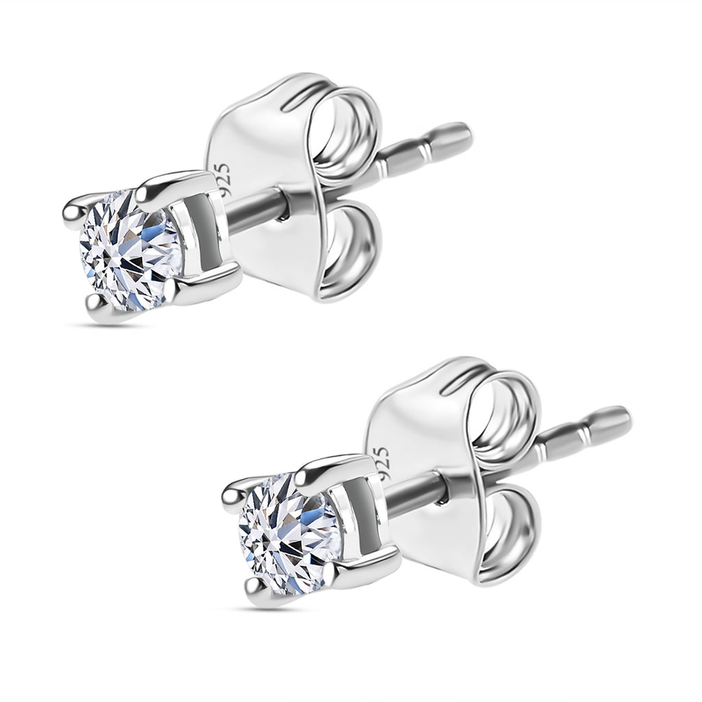 Luxuriant - Lab Grown Diamond (SI/G-H) Solitaire Stud Earring with Push Back in Platinum Overlay Sterling Silver 0.20 Ct._8277719_3
