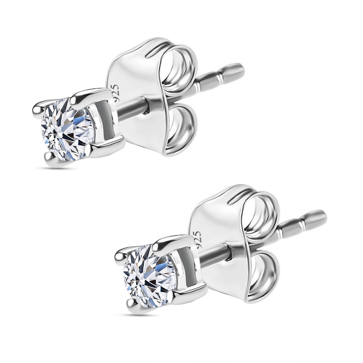 LUXURIANT Lab Grown Diamond Solitaire Earrings in Platinum Overlay Sterling Silver 8277719 4