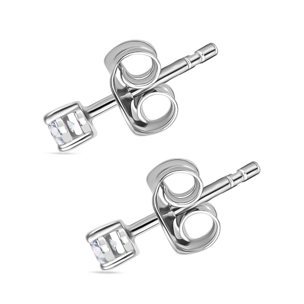 Luxuriant - Lab Grown Diamond (SI/G-H) Solitaire Stud Earring with Push Back in Platinum Overlay Sterling Silver 0.20 Ct._8277719_4