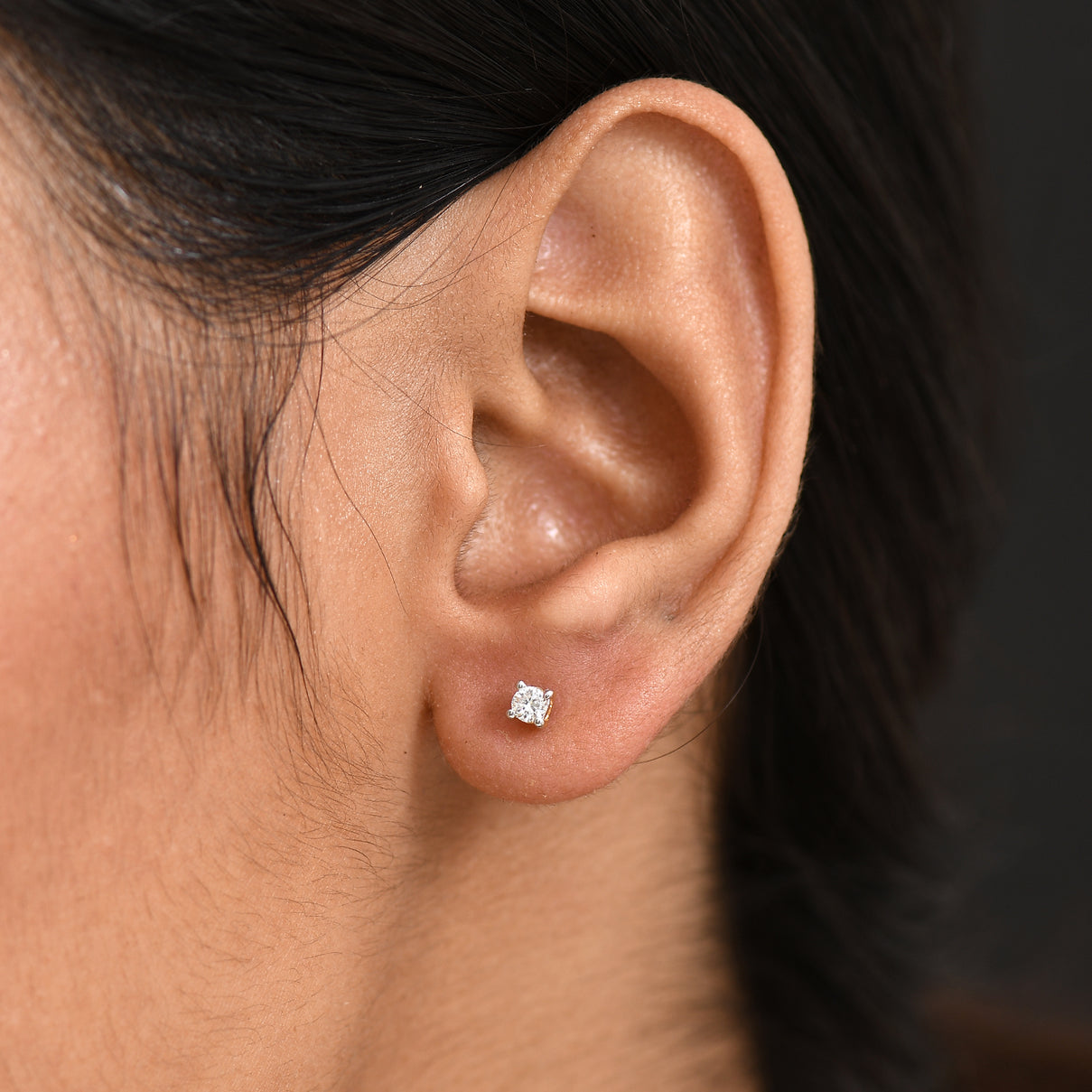 LUXURIANT Lab Grown Diamond Brilliant-Cut Solitaire Earring in 18K Vermeil Rose Gold Over Sterling Silver (SI-G-H) 8277861 3
