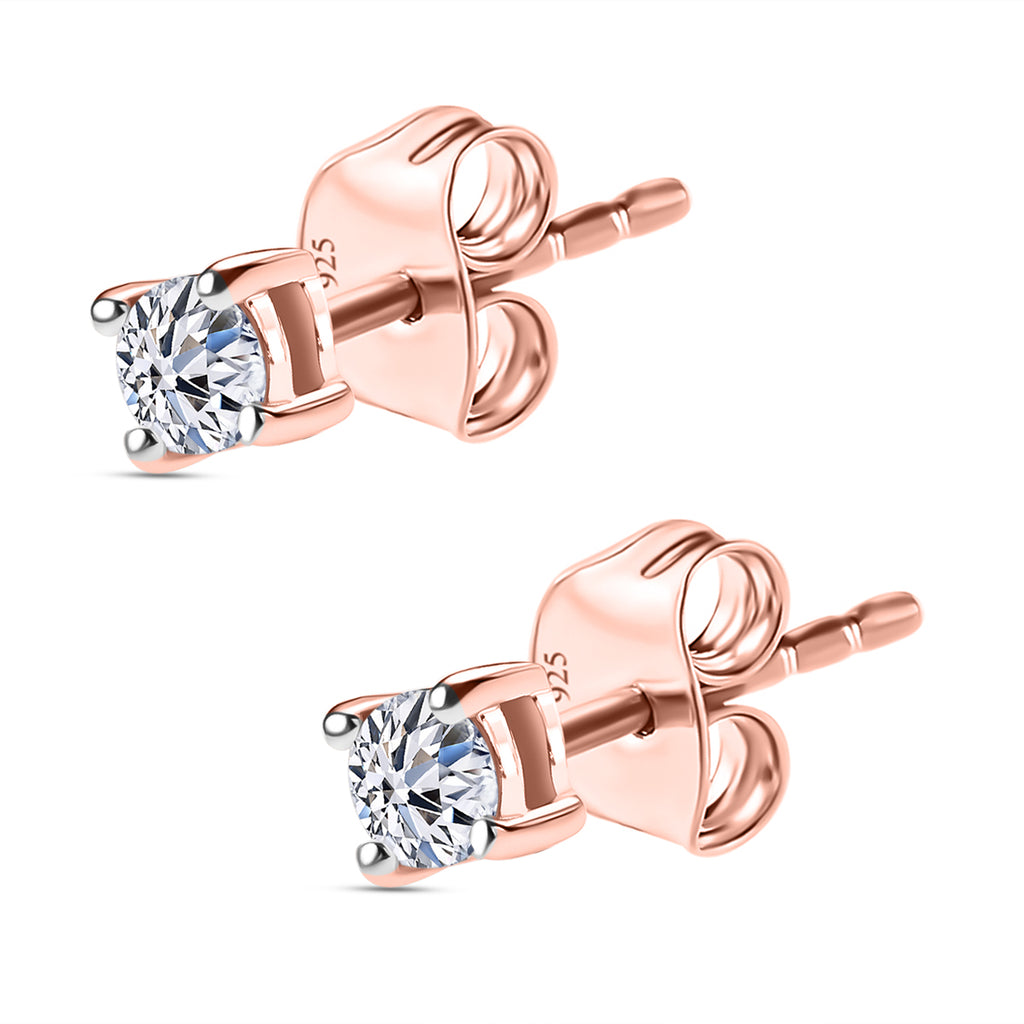 Luxuriant Lab Grown Diamond (SI/GH) Earring with Push Back in 18K Vermeil Rose Gold Plated Sterling Silver 0.20 Ct._8277861_3