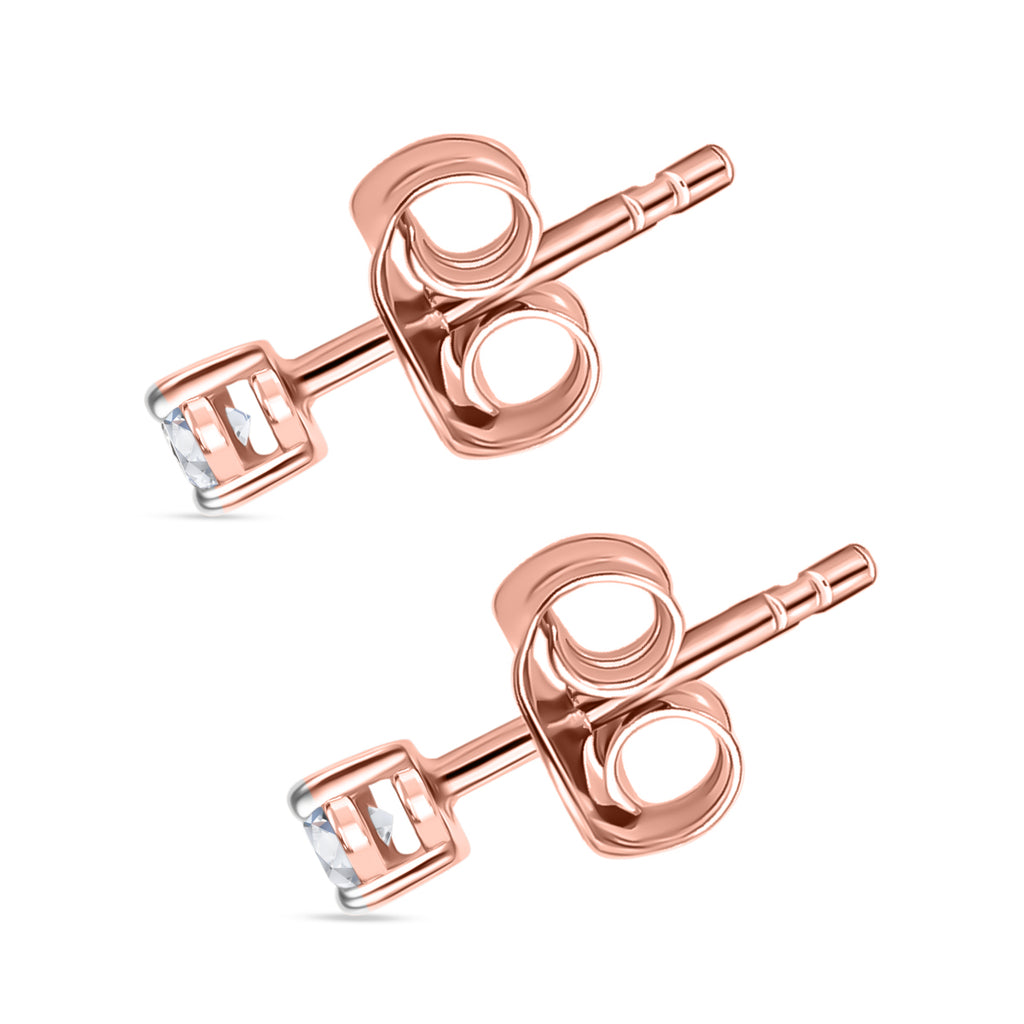 Luxuriant Lab Grown Diamond (SI/GH) Earring with Push Back in 18K Vermeil Rose Gold Plated Sterling Silver 0.20 Ct._8277861_4