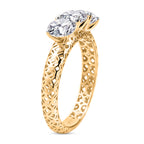 Mirage Collection - Luxuriant 9K Yellow Gold SGL Certified Lab Grown Diamond (SI/GH) Trilogy Ring 1.50 Ct._8278641_3