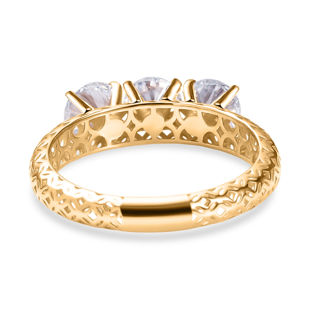 Mirage Collection - Luxuriant 9K Yellow Gold SGL Certified Lab Grown Diamond (SI/GH) Trilogy Ring 1.50 Ct._8278641_4