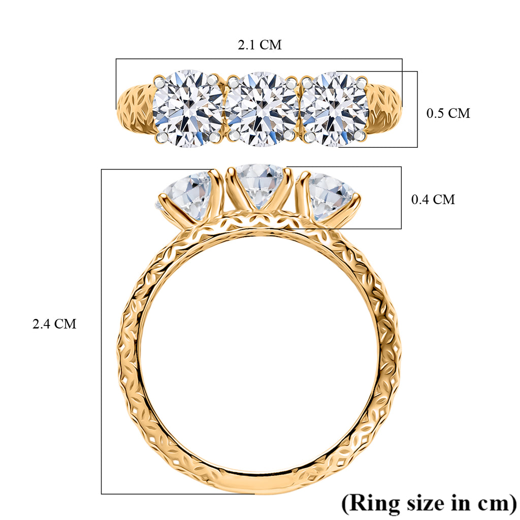 Mirage Collection - Luxuriant 9K Yellow Gold SGL Certified Lab Grown Diamond (SI/GH) Trilogy Ring 1.50 Ct._8278641_5