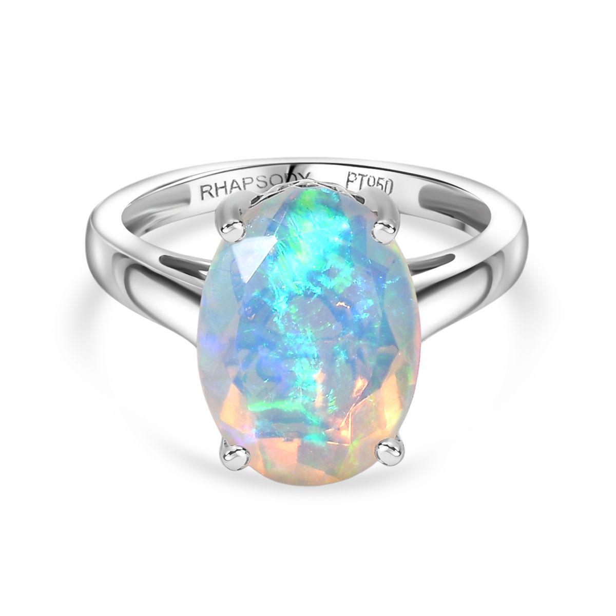 Rhapsody 3.75 Ct. AAAA Ethiopian Opal Solitaire Ring in 950 Platinum 8278660 0