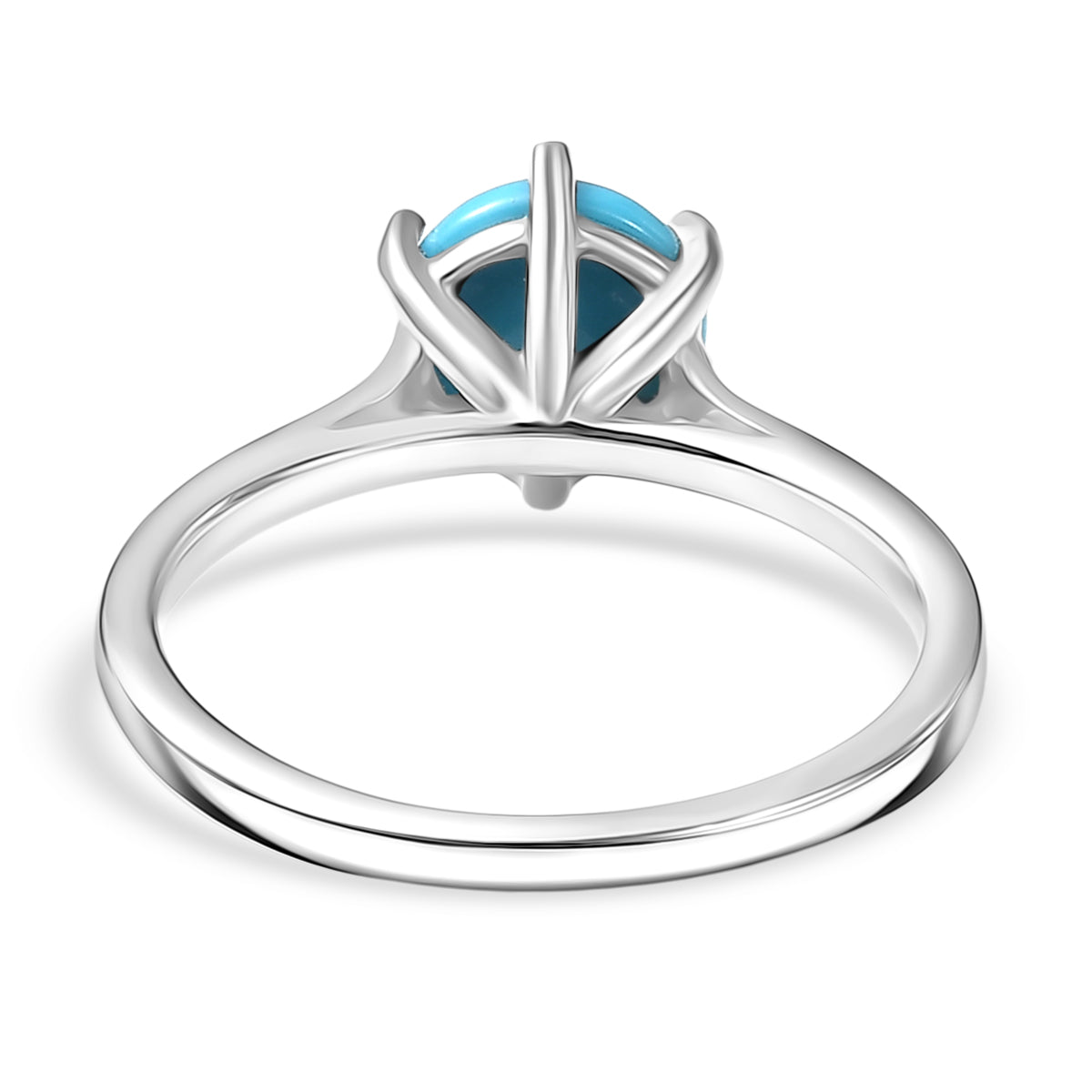 D'Joy 1.14 Ct. Sleeping Beauty Turquoise Solitaire Ring in Rhodium Overlay Sterling Silver V32539604 5