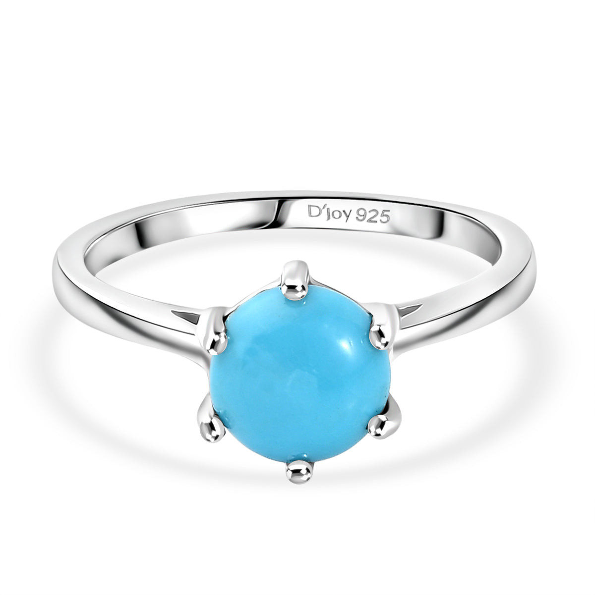 D'Joy 1.14 Ct. Sleeping Beauty Turquoise Solitaire Ring in Rhodium Overlay Sterling Silver V32514676 0