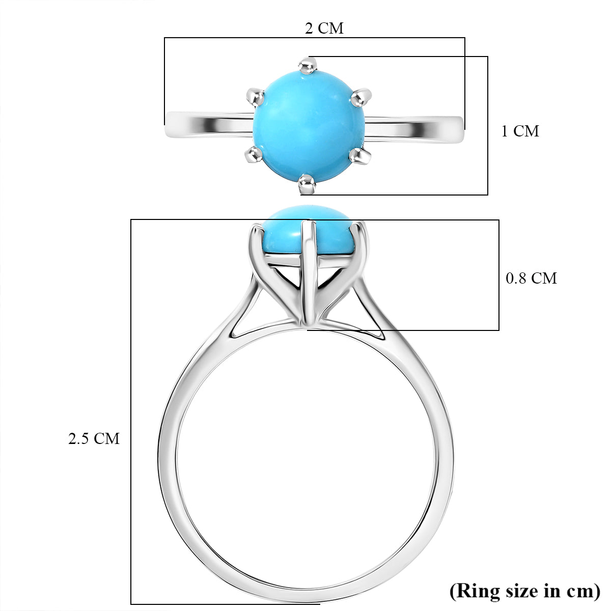 D'Joy 1.14 Ct. Sleeping Beauty Turquoise Solitaire Ring in Rhodium Overlay Sterling Silver V32514676 6