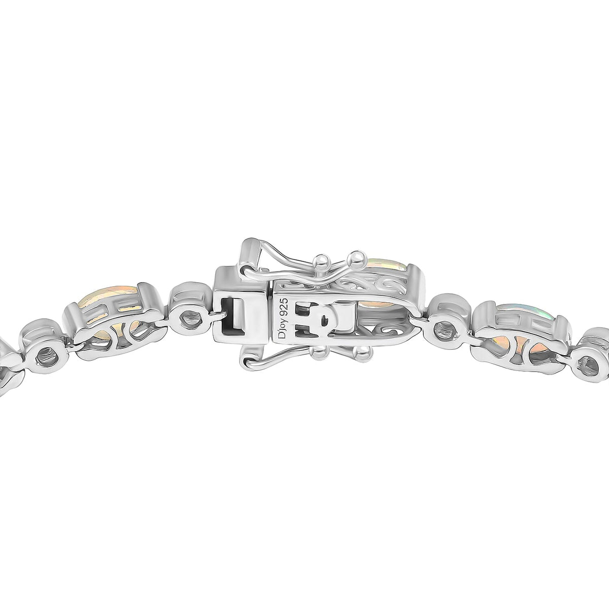 D'Joy Ethiopian Opal &amp; Natural Zircon Bracelet (Size 7) with GB Lock Box in Rhodium Overlay Sterling Silver 5.39 Ct, Silver Wt. 8.83 Gms. 8278797 4