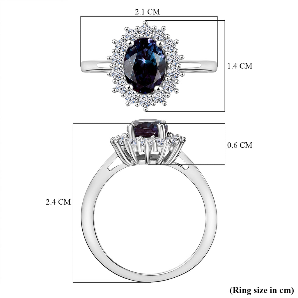 Luxuriant Lab Grown Alexandrite & Lab Grown Diamond Ring in Rhodium Overlay Sterling Silver 2.01 Ct._8278819_5