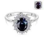 Luxuriant Lab Grown Alexandrite & Lab Grown Diamond Ring in Rhodium Overlay Sterling Silver 2.01 Ct._8278820