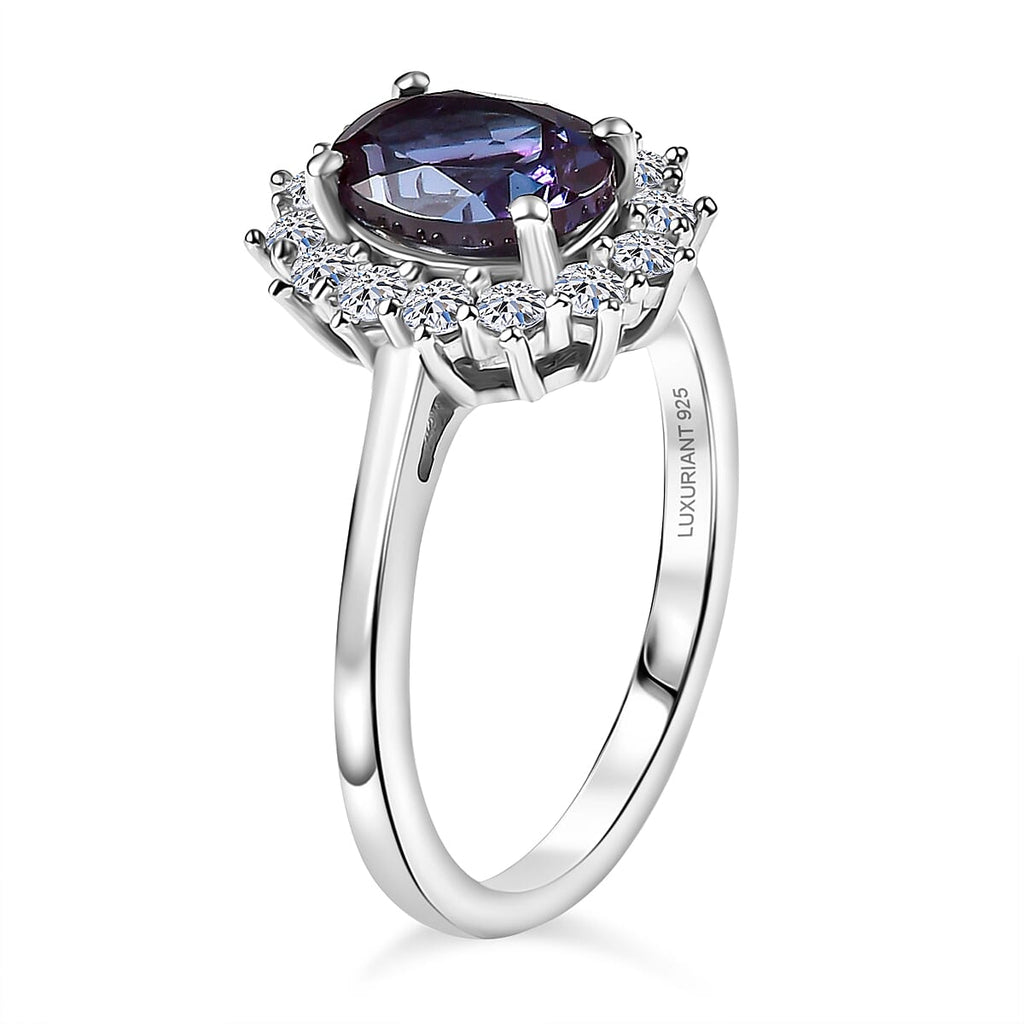 Luxuriant Lab Grown Alexandrite & Lab Grown Diamond Ring in Rhodium Overlay Sterling Silver 2.01 Ct._8278820_3