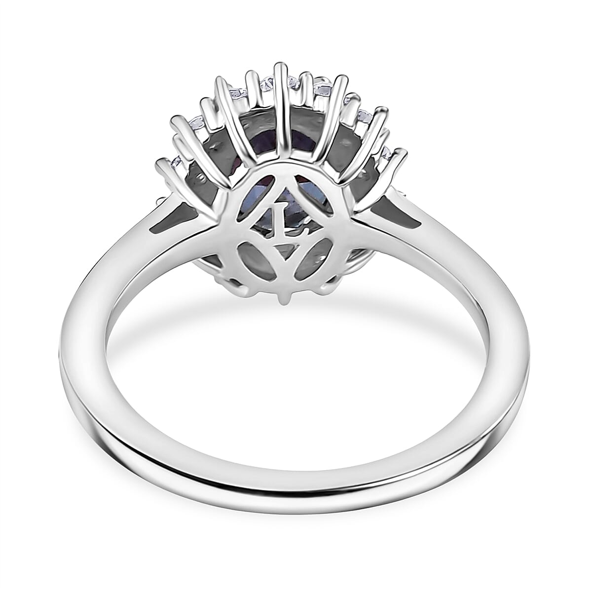 Luxuriant Lab Grown Alexandrite &amp; Lab Grown Diamond Ring in Rhodium Overlay Sterling Silver 2.01 Ct. V32525727 5