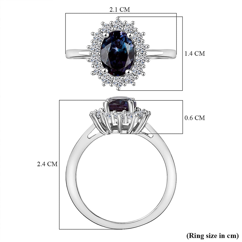 Luxuriant Lab Grown Alexandrite & Lab Grown Diamond Ring in Rhodium Overlay Sterling Silver 2.01 Ct._8278820_5