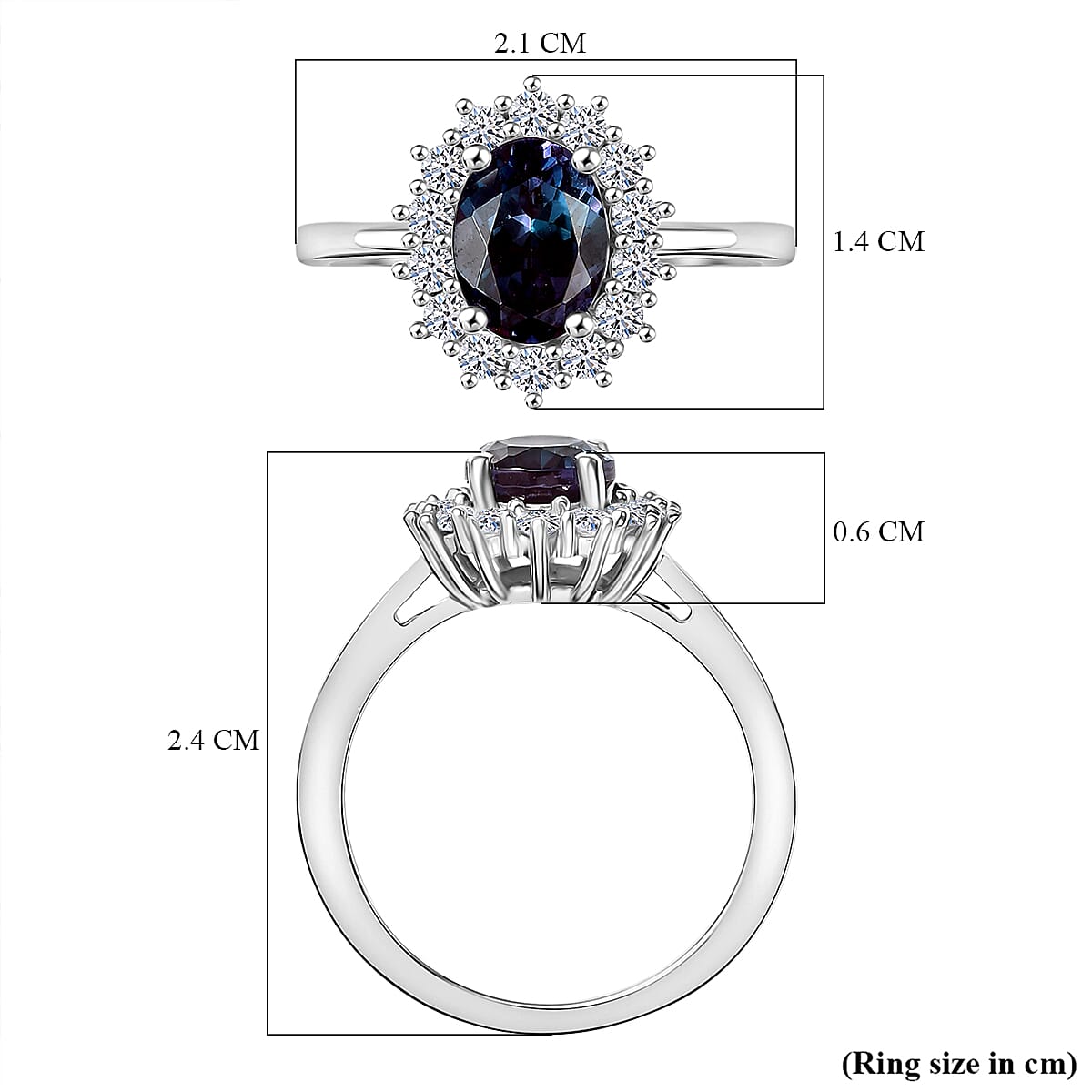 Luxuriant Lab Grown Alexandrite &amp; Lab Grown Diamond Ring in Rhodium Overlay Sterling Silver 2.01 Ct. V32525727 6