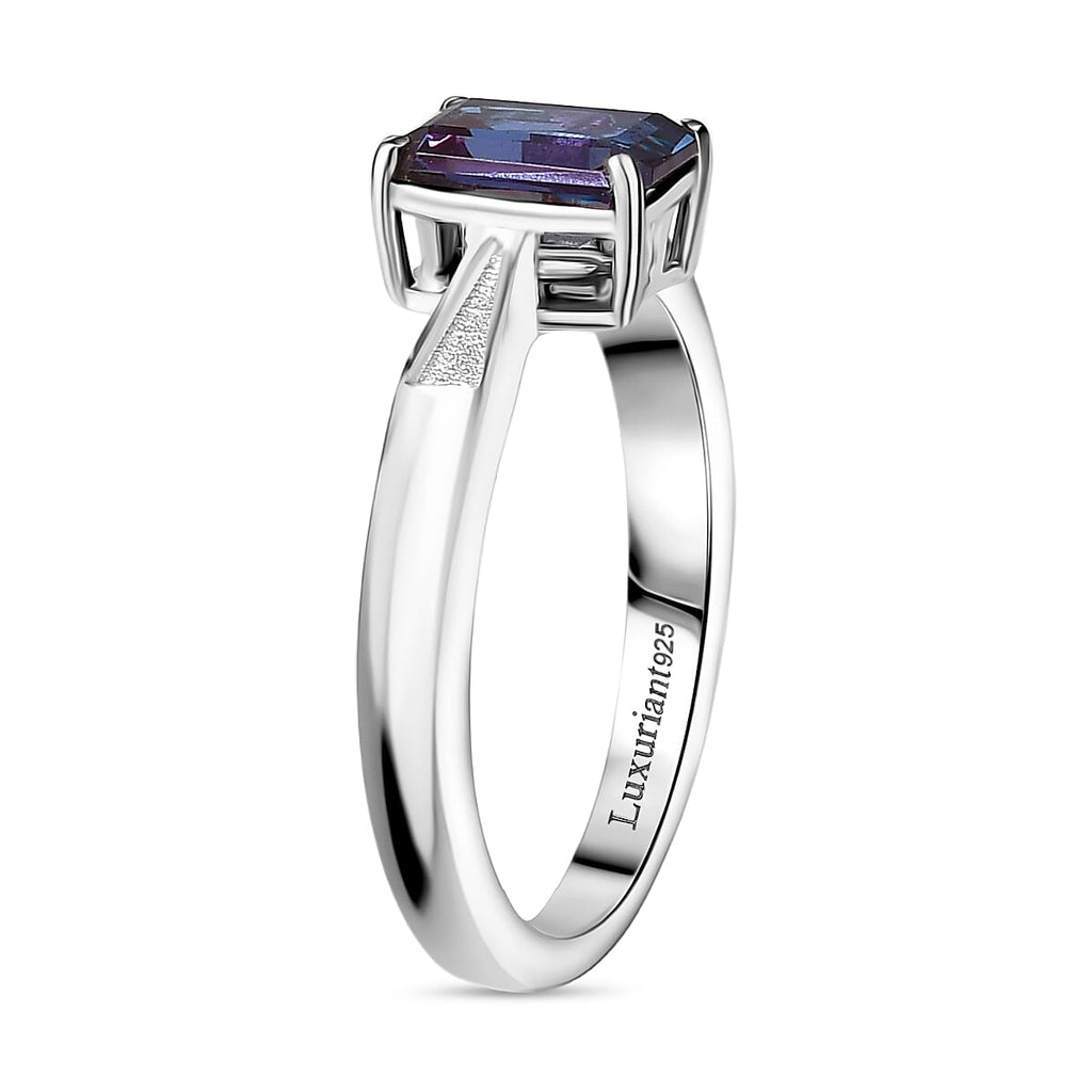 Luxuriant Lab Grown Alexandrite Solitaire Ring in Rhodium Overlay Sterling Silver 1.17 Ct._8278935_3