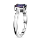 Luxuriant Lab Grown Alexandrite Solitaire Ring in Rhodium Overlay Sterling Silver 1.17 Ct._8278935_3