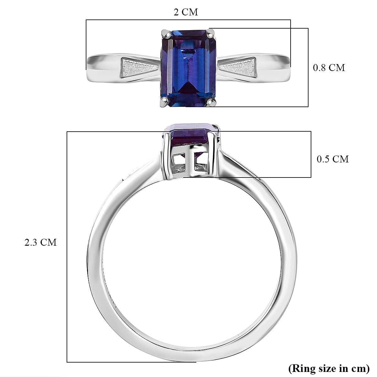 Luxuriant Lab Grown Alexandrite Solitaire Ring in Rhodium Overlay Sterling Silver 1.17 Ct. V32530665 6