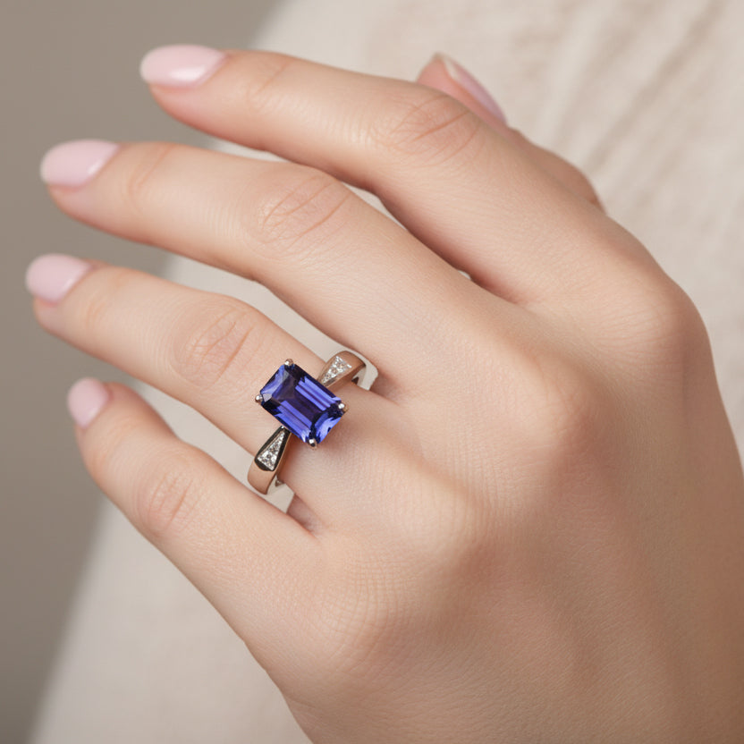 Luxuriant Lab Grown Alexandrite Solitaire Ring in Rhodium Overlay Sterling Silver 1.17 Ct._8278939_2