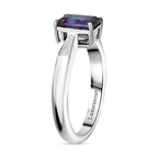 Luxuriant Lab Grown Alexandrite Solitaire Ring in Rhodium Overlay Sterling Silver 1.17 Ct._8278939_3