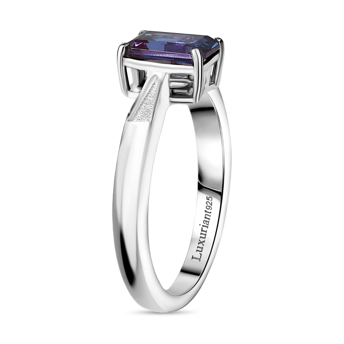 Luxuriant Lab Grown Alexandrite Solitaire Ring in Rhodium Overlay Sterling Silver 1.17 Ct. V32516242 4