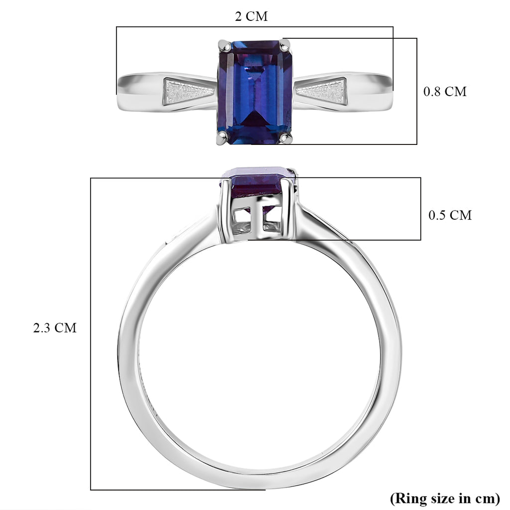 Luxuriant Lab Grown Alexandrite Solitaire Ring in Rhodium Overlay Sterling Silver 1.17 Ct._8278939_5