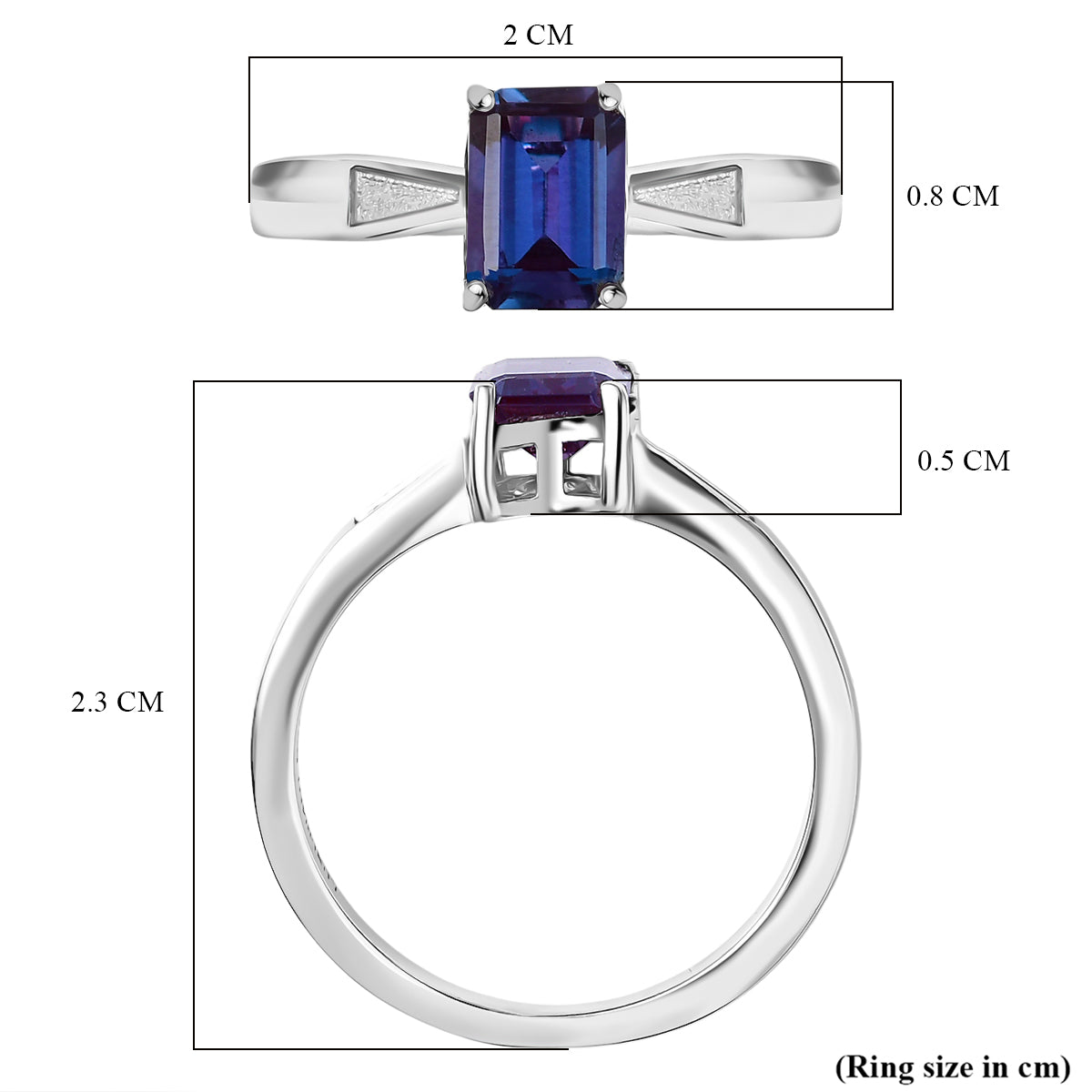 Luxuriant Lab Grown Alexandrite Solitaire Ring in Rhodium Overlay Sterling Silver 1.17 Ct. V32516242 6