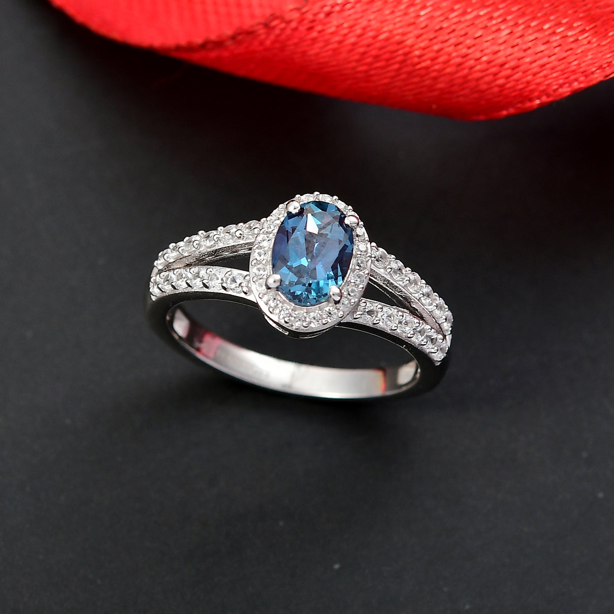 Luxuriant Lab Grown Alexandrite &amp; White Zircon Ring in Rhodium Overlay Sterling Silver 1.34 Ct. 8279012 2