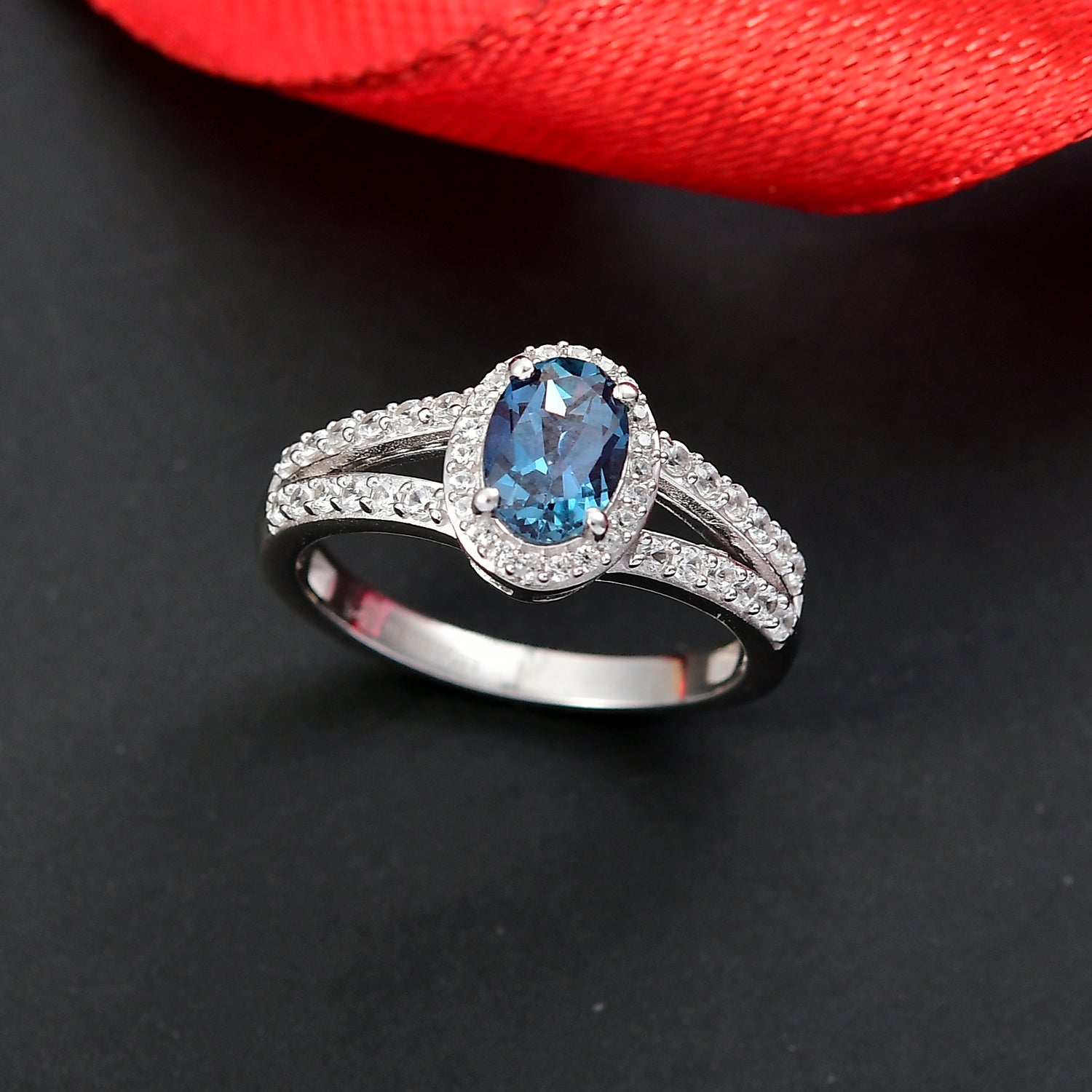 Luxuriant Lab Grown Alexandrite &amp; White Zircon Ring in Rhodium Overlay Sterling Silver 1.34 Ct. 8279012 2