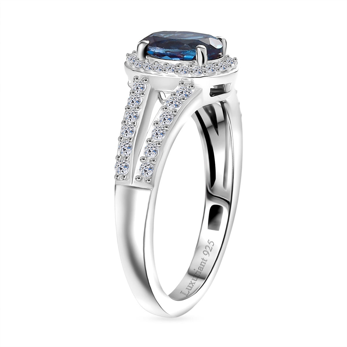 Luxuriant Lab Grown Alexandrite &amp; White Zircon Ring in Rhodium Overlay Sterling Silver 1.34 Ct. 8279012 4
