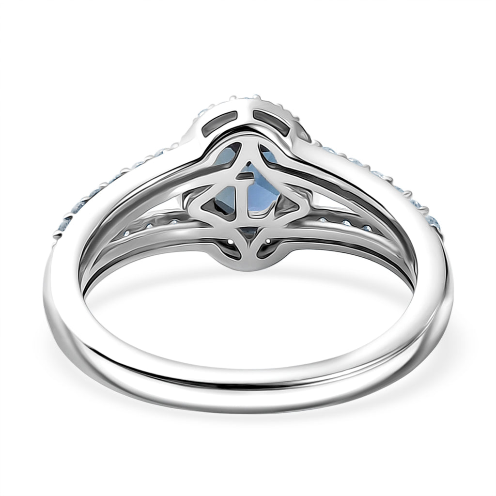 Luxuriant Lab Grown Alexandrite & White Zircon Ring in Rhodium Overlay Sterling Silver 1.34 Ct._8279012_4