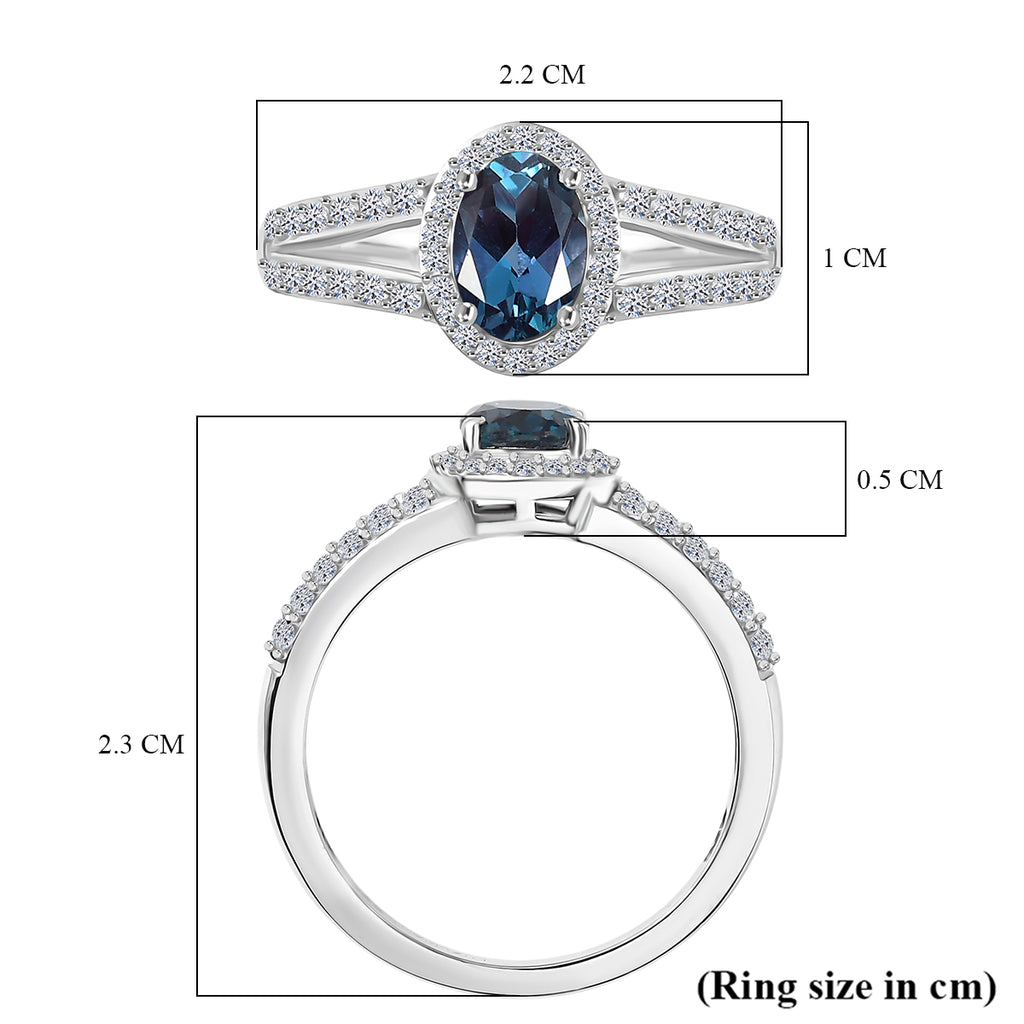 Luxuriant Lab Grown Alexandrite & White Zircon Ring in Rhodium Overlay Sterling Silver 1.34 Ct._8279012_5