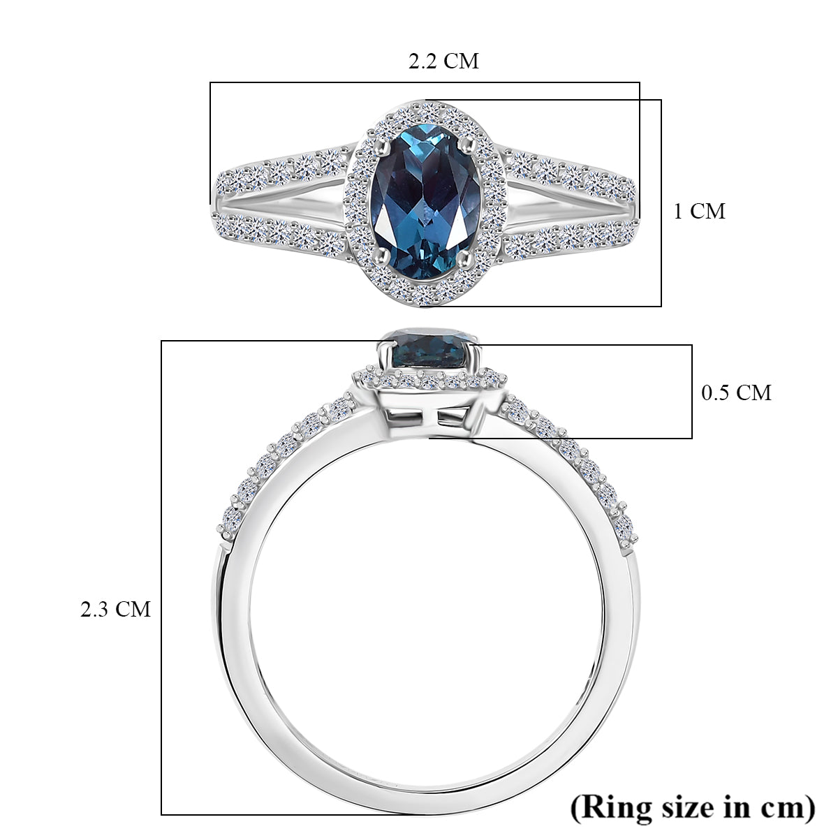 Luxuriant Lab Grown Alexandrite &amp; White Zircon Ring in Rhodium Overlay Sterling Silver 1.34 Ct. 8279012 6