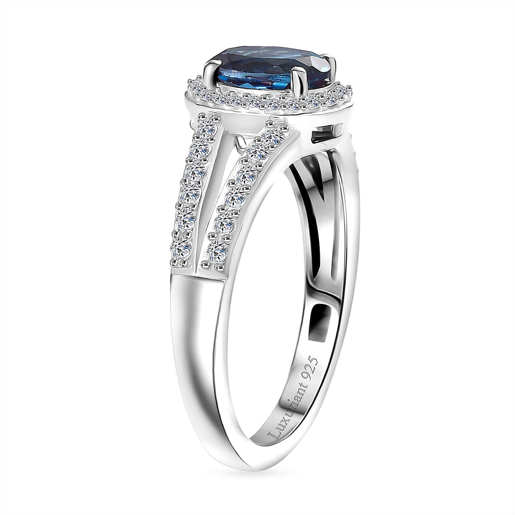 Luxuriant Lab Grown Alexandrite & White Zircon Ring in Rhodium Overlay Sterling Silver 1.34 Ct._8279014_3