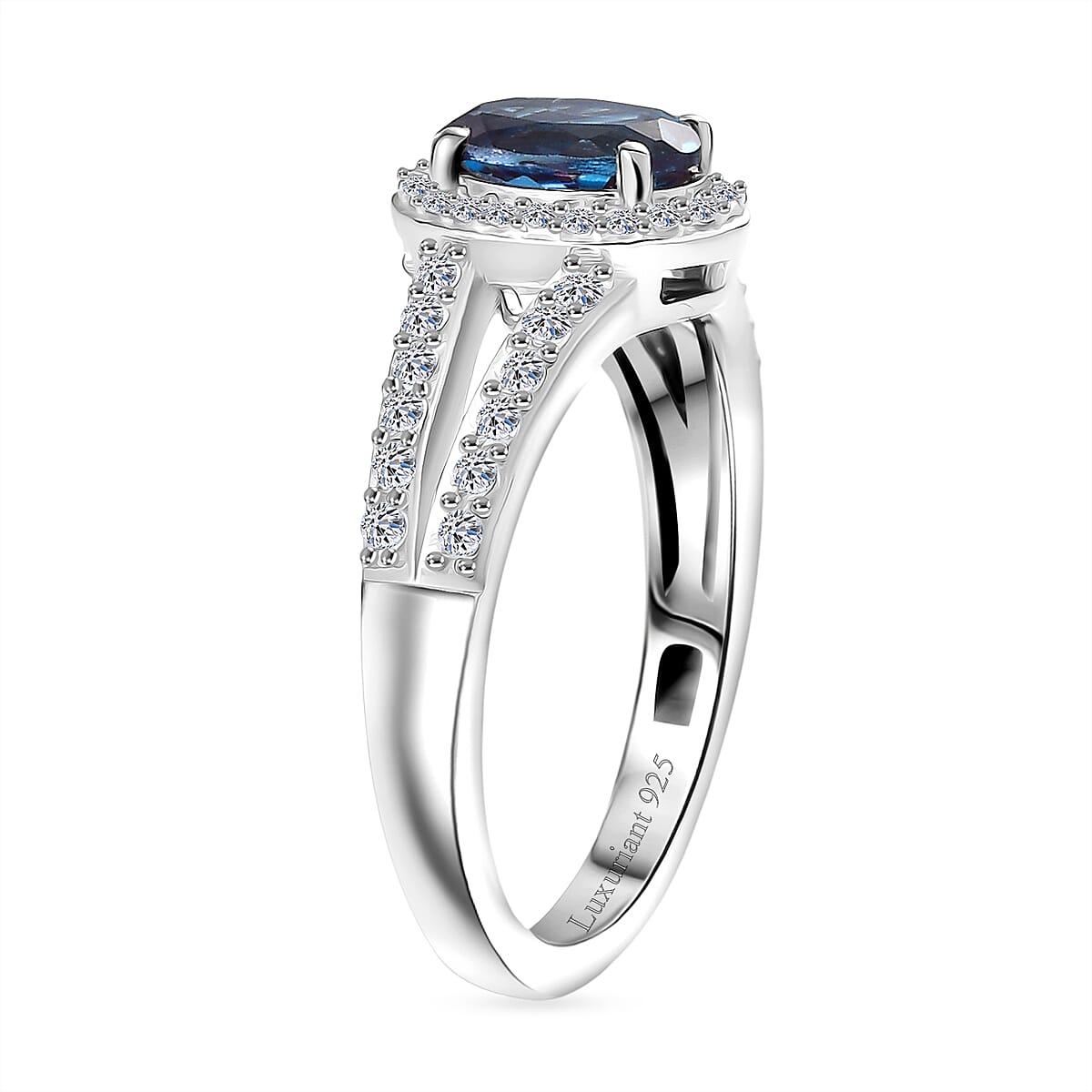 Luxuriant Lab Grown Alexandrite &amp; White Zircon Ring in Rhodium Overlay Sterling Silver 1.34 Ct. V32535402 4