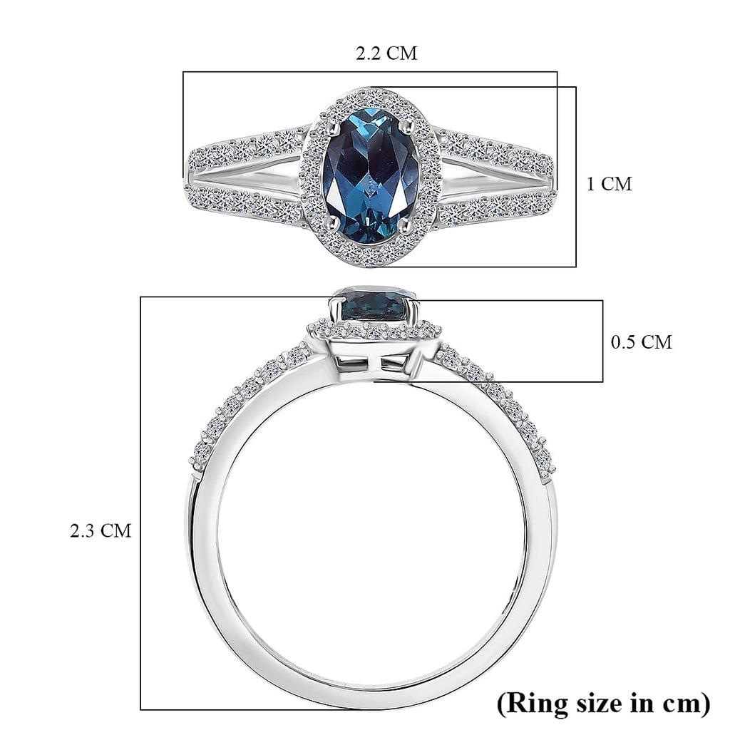 Luxuriant Lab Grown Alexandrite & White Zircon Ring in Rhodium Overlay Sterling Silver 1.34 Ct._8279014_5