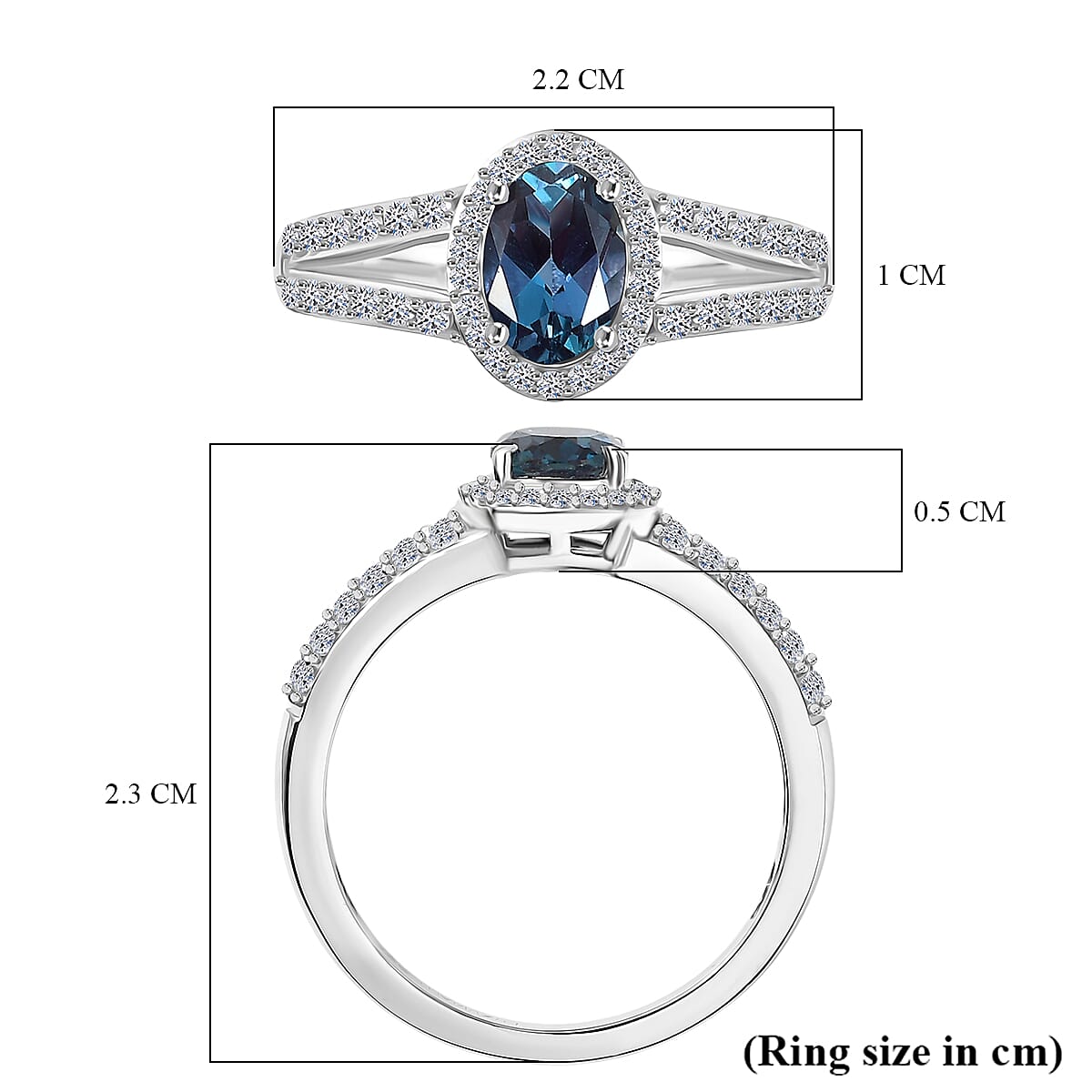 Luxuriant Lab Grown Alexandrite &amp; White Zircon Ring in Rhodium Overlay Sterling Silver 1.34 Ct. V32535402 6