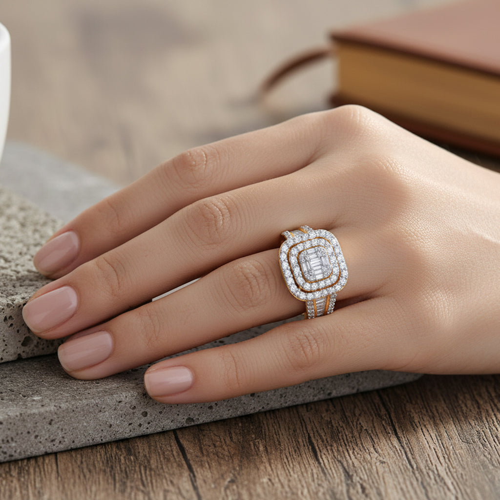 Luxuriant Lab Grown Diamond (SI/GH) Ring in 18K Vermeil Yellow Gold Plated Sterling Silver 2.02 Ct, Silver Wt. 6.44 Gms._8279083_2