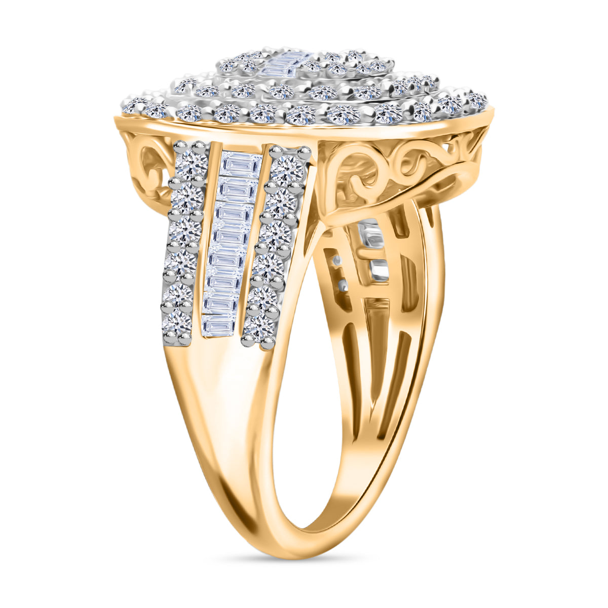 LUXURIANT 2 Ct. Lab Grown Diamond Cluster Ring in 18K Vermeil Yellow Gold Plated Sterling Silver (SI-GH) 8279083 4