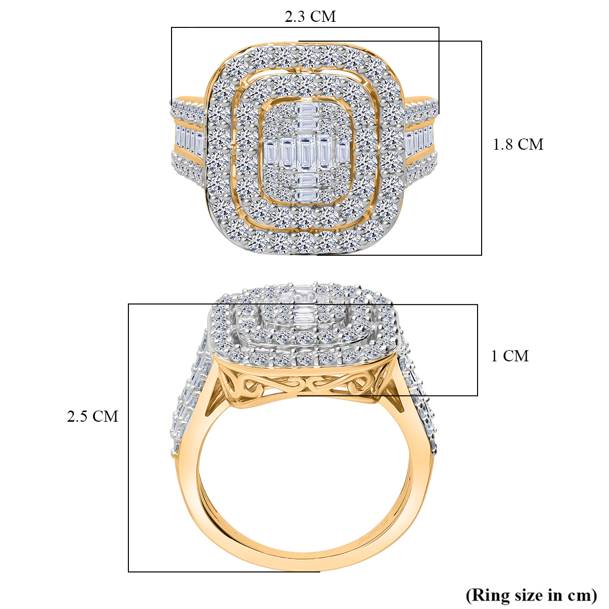 LUXURIANT 2 Ct. Lab Grown Diamond Cluster Ring in 18K Vermeil Yellow Gold Plated Sterling Silver (SI-GH) 8279083 6