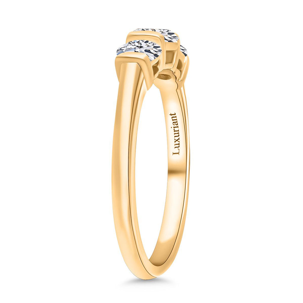 Luxuriant Round Cut Lab Grown Diamond (SI/GH) Trilogy Ring in 18K Vermeil Yellow Gold Plated Sterling Silver 1.00 Ct._8279485_2