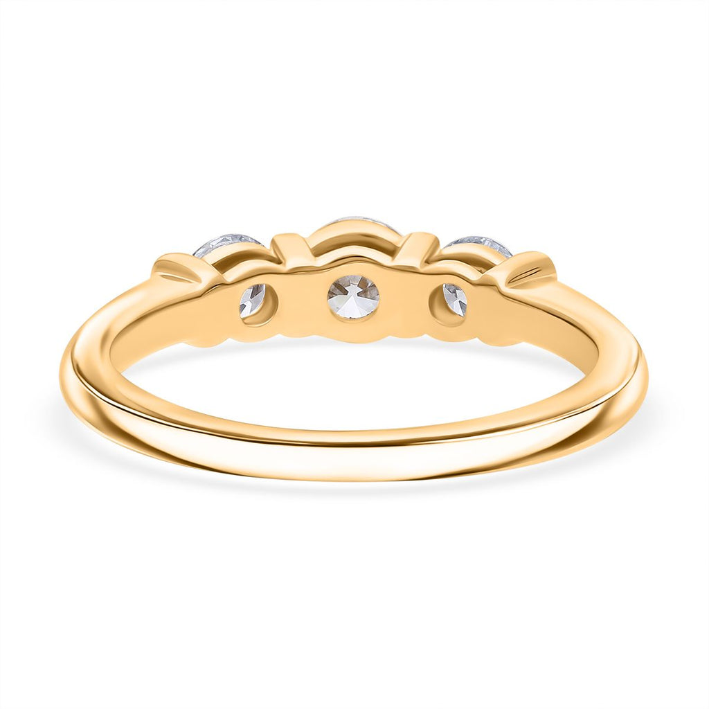 Luxuriant Round Cut Lab Grown Diamond (SI/GH) Trilogy Ring in 18K Vermeil Yellow Gold Plated Sterling Silver 1.00 Ct._8279485_3