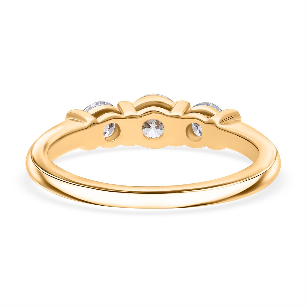 LUXURIANT 1 Ct. Lab Grown Diamond Trilogy Ring in 18K Vermeil Yellow Gold Over Sterling Silver 8279485 3