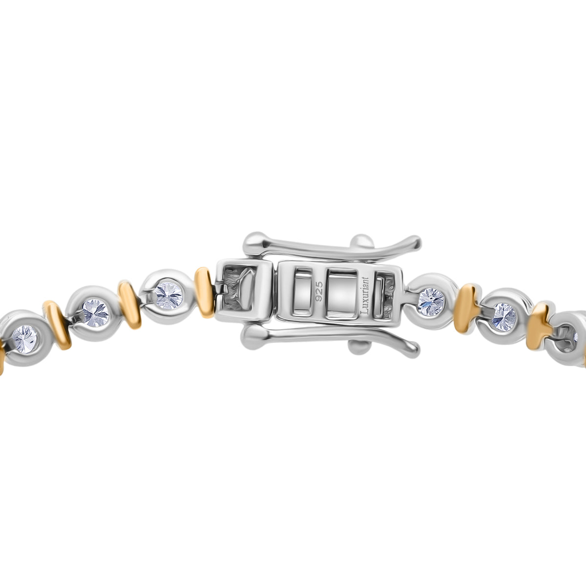 LUXURIANT 2 Ct. Lab Grown Diamond Bracelet (Size - 7.5) in Rhodium and 18K Vermeil Yellow Gold Over Sterling Silver (SI-GH) 8279580 2