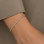 Luxuriant - SI/GH Lab Grown Diamond Tennis Bracelet (Size - 7.5) in 18K Vermeil Yellow Gold Plated & Rhodium Overlay Sterling Silver 2.00 Ct, Silver Wt. 10.15 Gms_8279580_2
