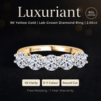 Luxuriant - 9K Yellow Gold SGL Certified Lab Grown Diamond (VS/E-F) 5 Stone Band Ring 2.00 Ct._8279600_1